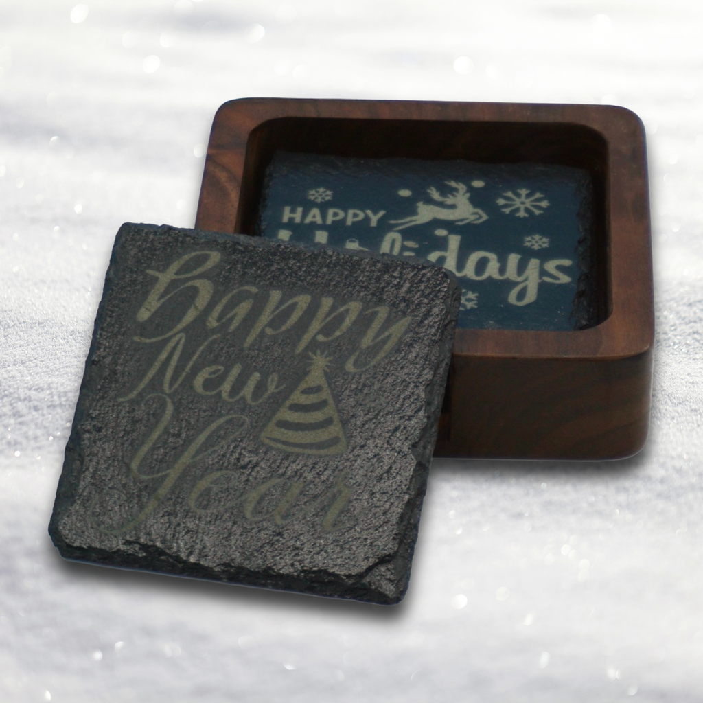 Slate Coasters with Custom Engraving, 4 pack