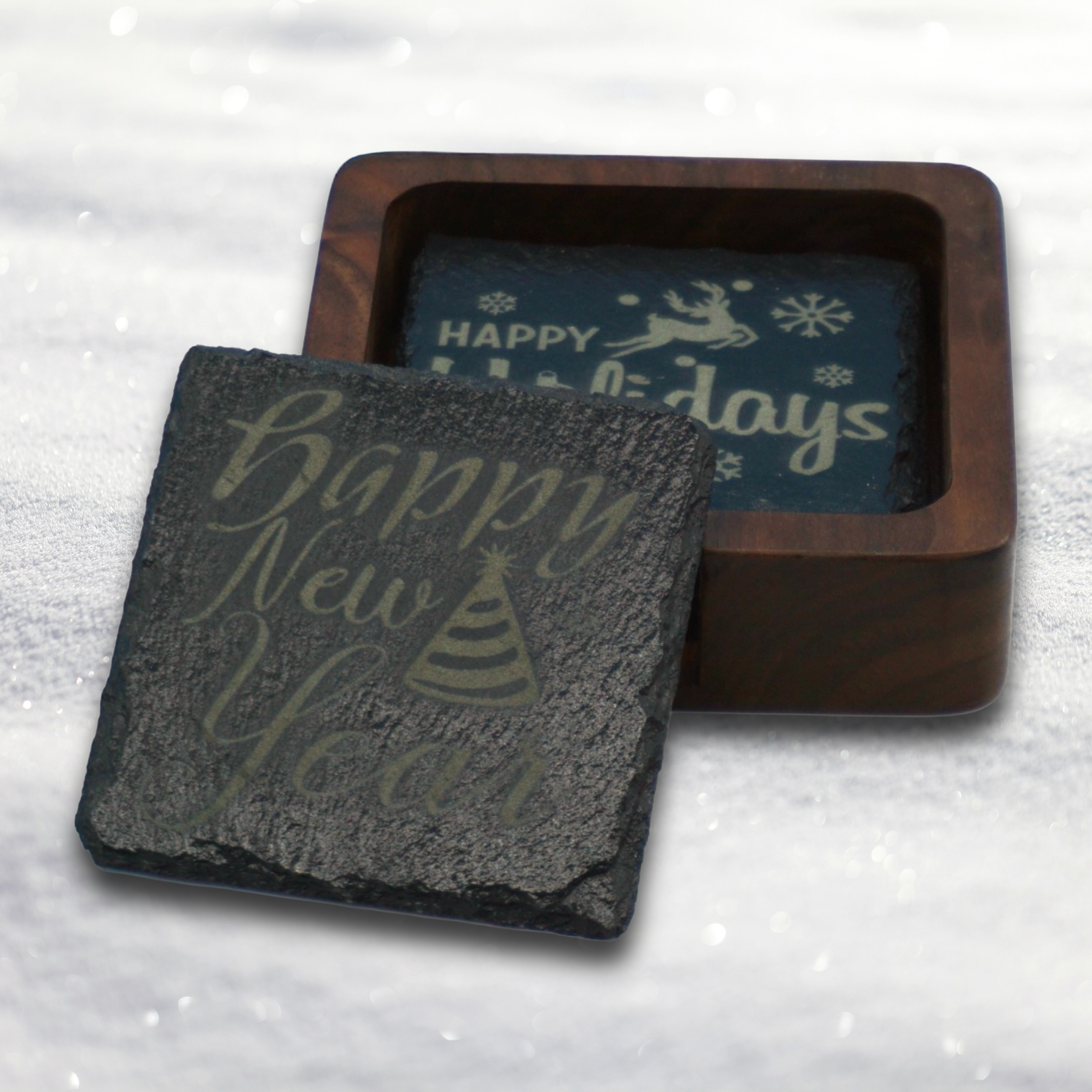 Slate Coasters with Custom Engraving, 4 pack