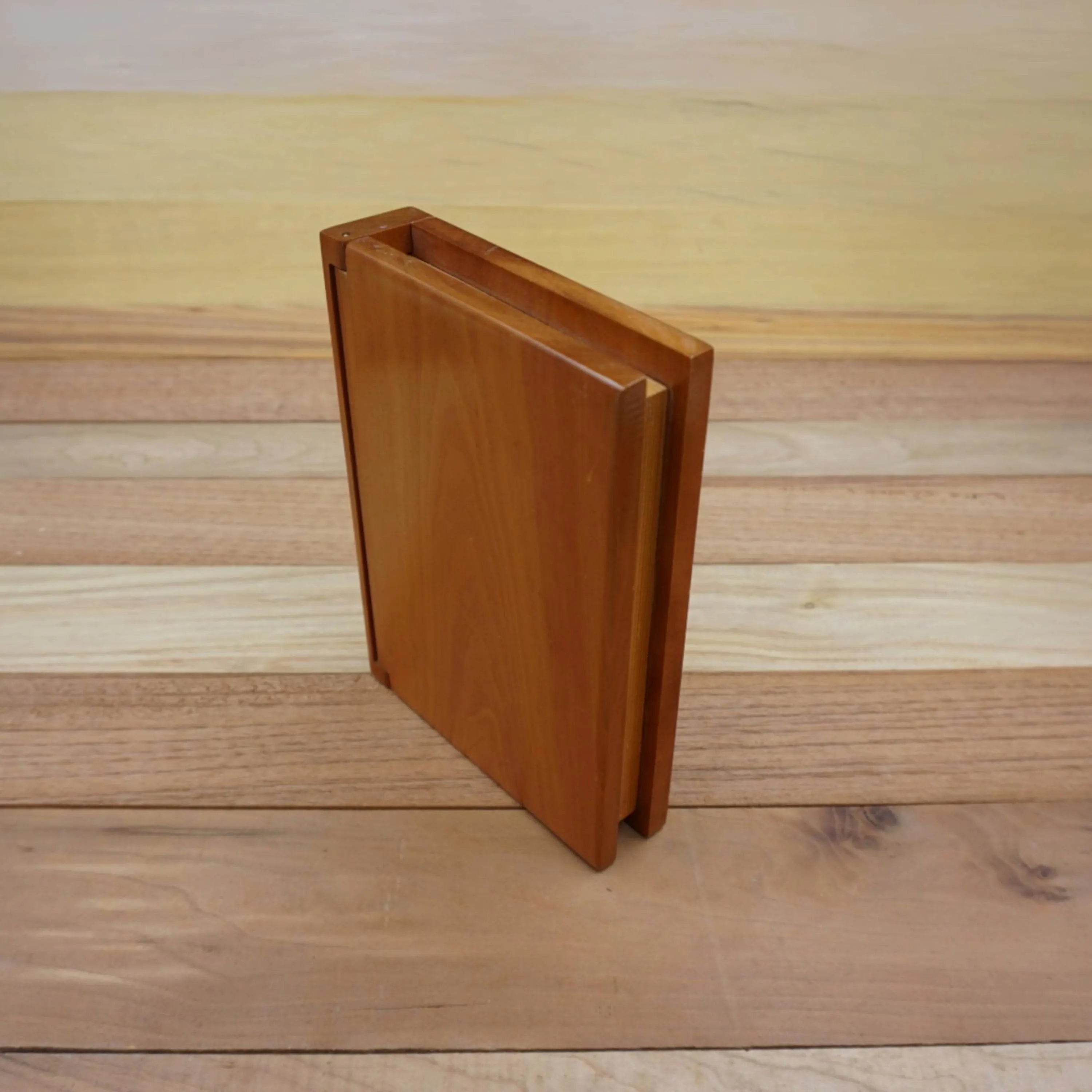 Wood Book Storage Box with Green Felt Interior