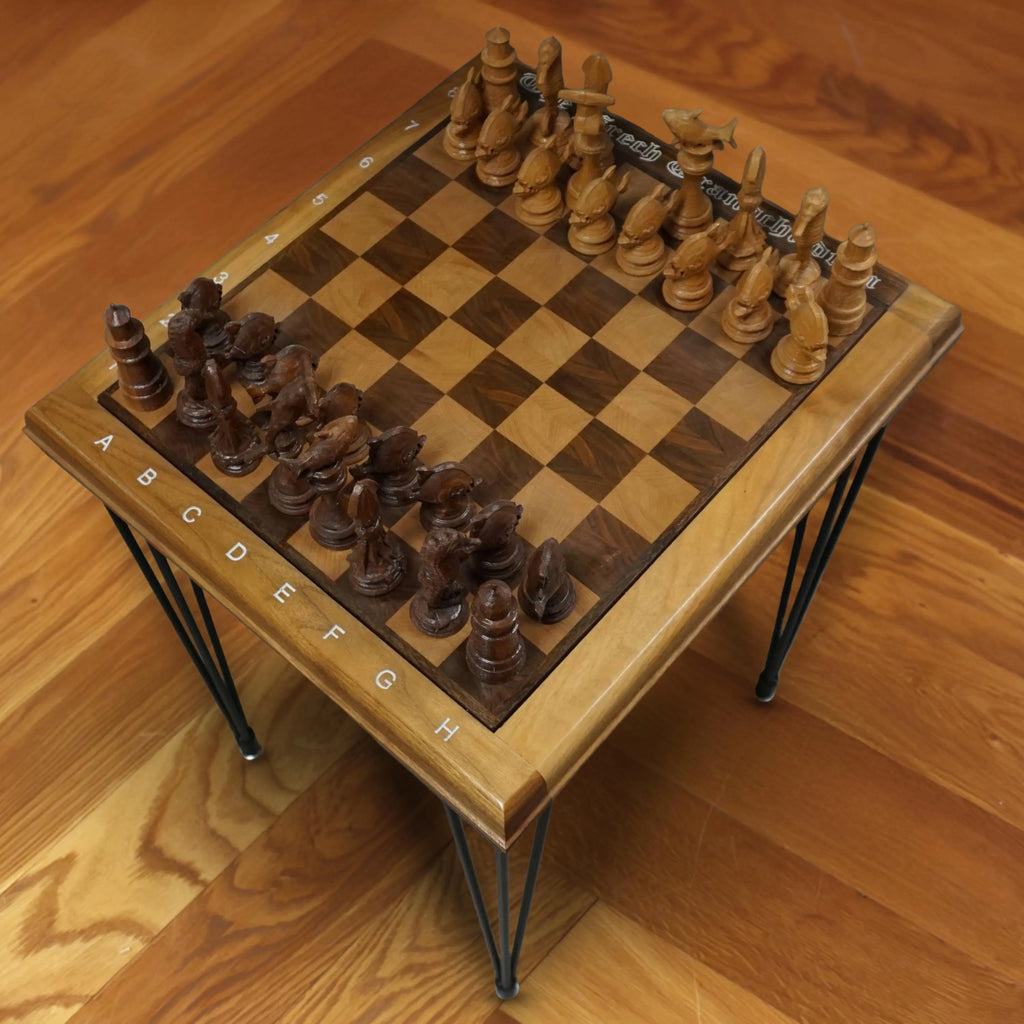 Chess Board Table Handmade Wood