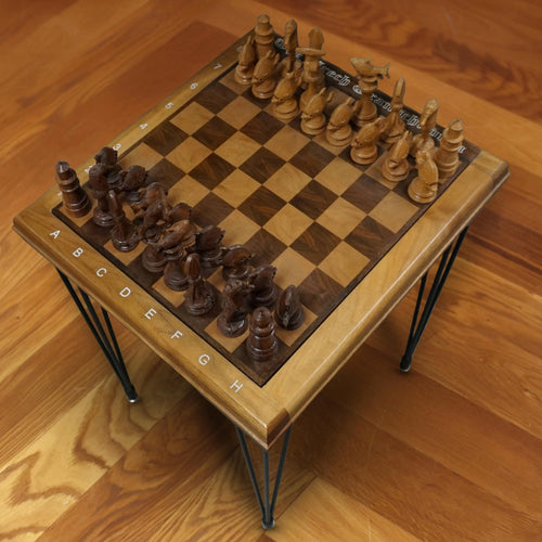 Chess Board Table Handmade Wood