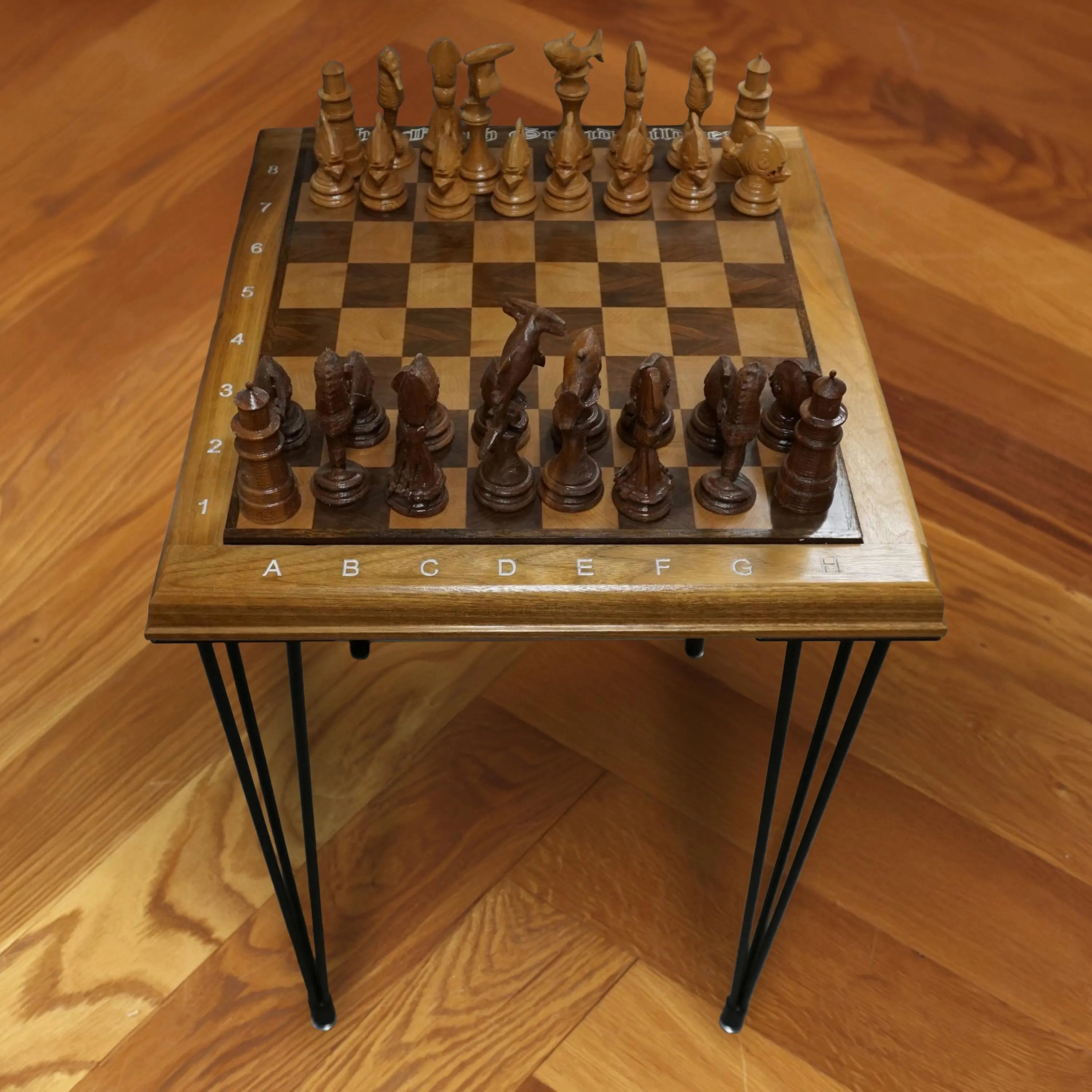Chess Board Table Handmade Wood