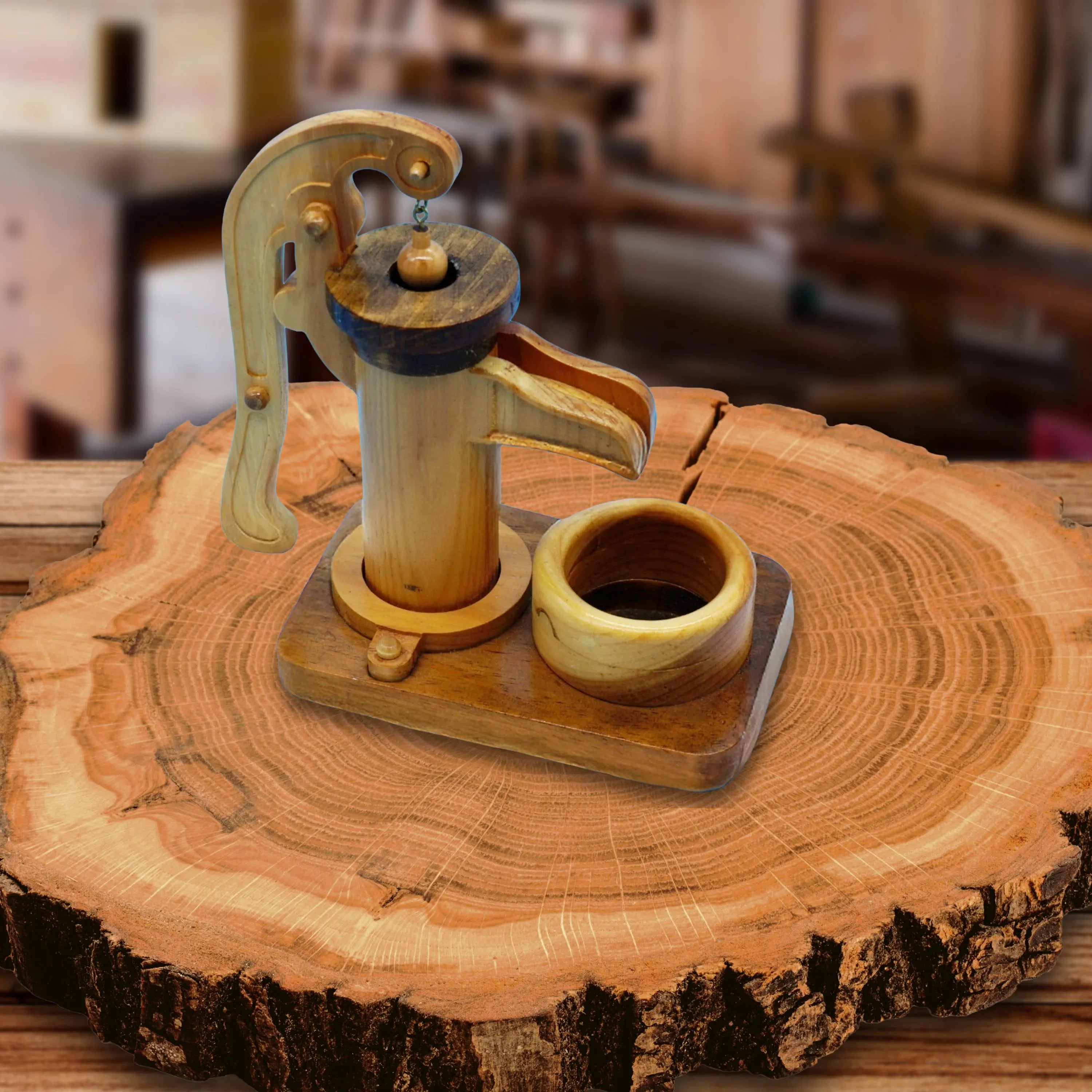Handcrafted Water Well Pump Model – Quality Wood Craftsmanship