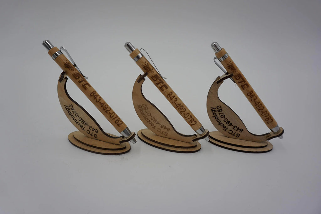 Wooden Pen With Custom Engravings and Holder