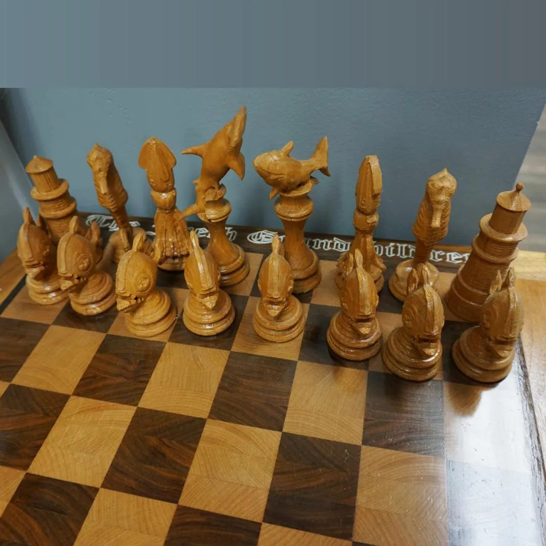 Chess Board Table Handmade Wood