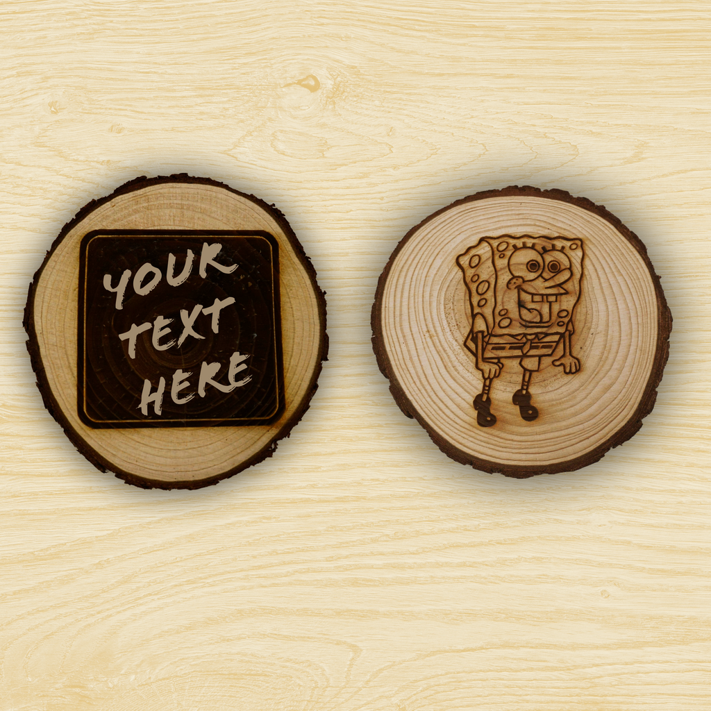 Tree Trunk Coaster with Custom Laser Engraving