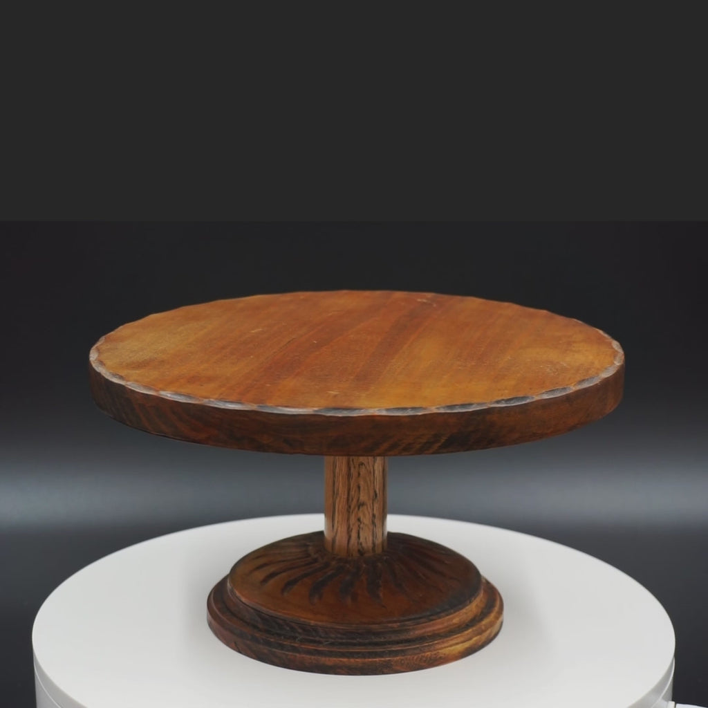 Raised Pie Stand Carved Wooden Bakery Cake Holder